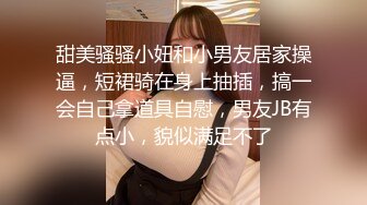 甜美骚骚小妞和小男友居家操逼，短裙骑在身上抽插，搞一会自己拿道具自慰，男友JB有点小，貌似满足不了